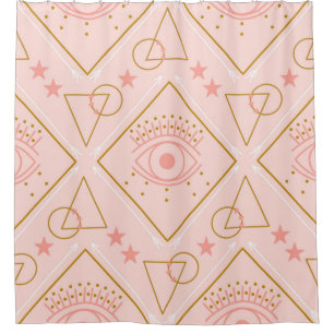 Rosa und goldene Augen und geometrische Elemente i Duschvorhang