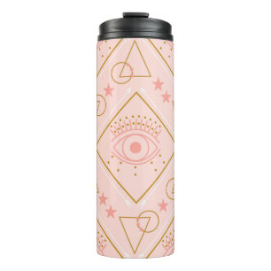 Rosa und goldene Augen und geometrische Elemente i Thermosbecher