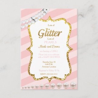 Rosa und goldene Babydusche - Einladung