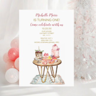 Rosa und goldene Bäckerei Cake Patches zum ersten Einladung