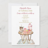 Rosa und goldene Bäckerei Cake Patches zum ersten Einladung (Vorderseite)