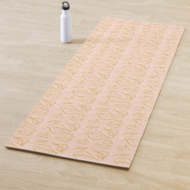Rosa und goldene Blattmuster Yogamatte