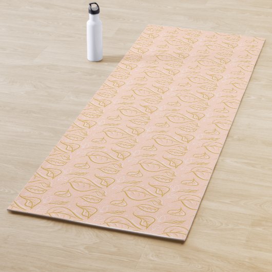 Rosa und goldene Blattmuster Yogamatte (Beispiel)