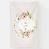 Rosa und goldene Blume Kindermädchendusche Banner (Vertikal)