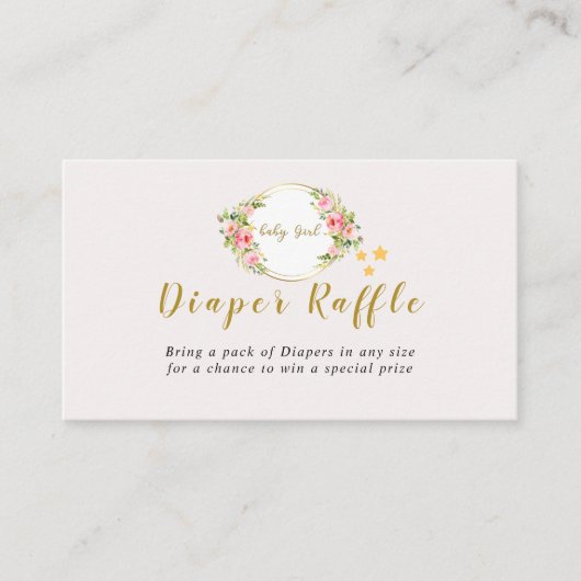 Rosa und goldene Blume Kindermädchendusche Begleitkarte (Vorderseite)