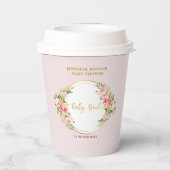 Rosa und goldene Blume Kindermädchendusche Pappbecher (Rückseite)