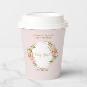 Rosa und goldene Blume Kindermädchendusche Pappbecher (Vorderseite)