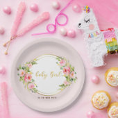 Rosa und goldene Blume Kindermädchendusche Pappteller (Party)