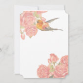 Rosa und goldene Blume und Einladungen für Vogelho (Rückseite)