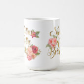 Rosa und goldene Blumen-Mutter-der-Braut-Tasse Kaffeetasse (Mittel)