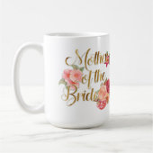 Rosa und goldene Blumen-Mutter-der-Braut-Tasse Kaffeetasse (Links)
