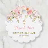 Rosa und goldene Blumengemeinde Geschenkanhänger (Vorderseite)