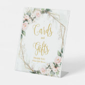 Rosa und goldene Blumengeschenke und -karten Sockelschild (Vorderseite)