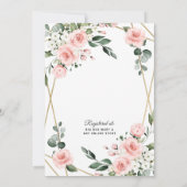 Rosa und goldene Blumengrün Brautparty Einladung (Rückseite)