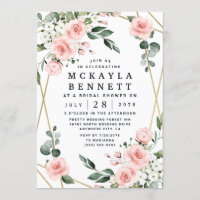 Rosa und goldene Blumengrün Brautparty