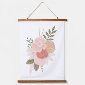 Rosa und goldene Blumengrün Girl Kinderzimmer Deko Wandteppich Mit Holzrahmen (Vorderseite)