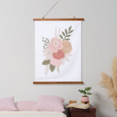 Rosa und goldene Blumengrün Girl Kinderzimmer Deko Wandteppich Mit Holzrahmen (Schlafzimmer)