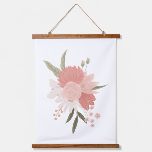 Rosa und goldene Blumengrün Girl Kinderzimmer Deko Wandteppich Mit Holzrahmen (Vorderseite)