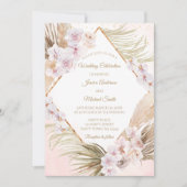 Rosa und goldene Blumenkarte Einladung (Vorderseite)