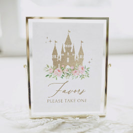 Rosa und goldene Blumenprinzessin Geburtstagsfavor Poster