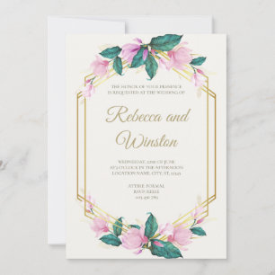 Rosa und goldene Blumenzwiebeln Einladung