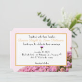 Rosa und goldene Blüten Einladung (Stehend Vorderseite)