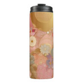 Rosa und goldene Blüten Thermosbecher (Vorderseite)