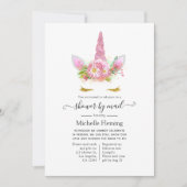 Rosa und goldene Blütendusche Einladung (Vorderseite)