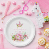 Rosa und goldene Blütendusche Pappteller (Party)