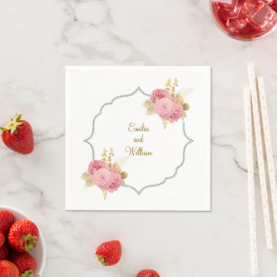 Rosa und goldene Diamantblüte Serviette