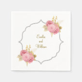 Rosa und goldene Diamantblüte Serviette (Vorderseite)