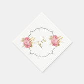 Rosa und goldene Diamantblüte Serviette (Ecke)