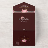 Rosa und goldene Diamantblütenhochzeit All In One Einladung (Außenbereich)