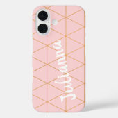 Rosa und goldene Diamantgitter Personalisiert Case-Mate iPhone Hülle (Rückseite)