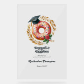 Rosa und goldene Donuts & Degrees Abschluss Willko Acrylschild (Vorderseite)