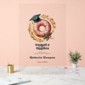 Rosa und goldene Donuts & Degrees Abschluss Willko Acrylschild (Hochzeit)