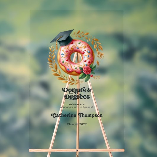 Rosa und goldene Donuts & Degrees Abschluss Willko Acrylschild (Neutral)