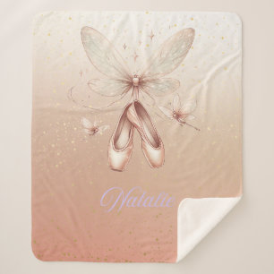 Rosa und goldene Dragonfly & Ballett-Slippers Sherpadecke