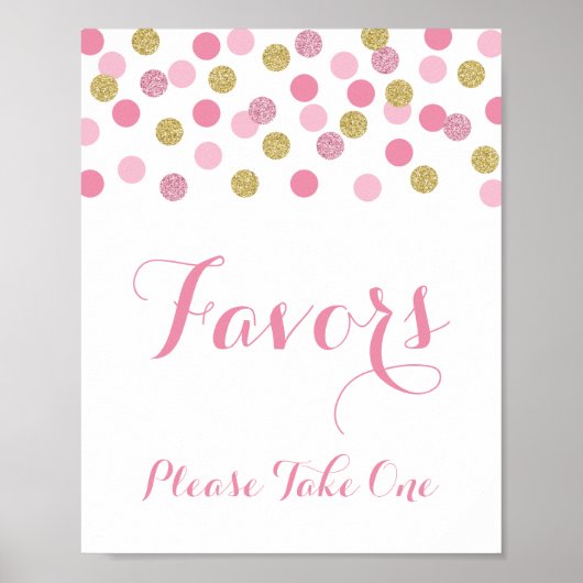 Rosa und goldene Duschfavoriten Bitte ein Zeichen  Poster (Vorne)