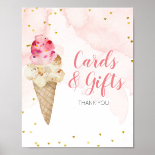 Rosa und goldene Eiscreme Karten und Geschenke Poster