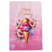 Rosa und goldene Eiscreme Mittlere Geschenktüte (Vorderseite)