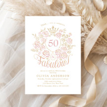 Rosa und goldene elegante Blumen zum 50. und fanta