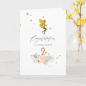 Rosa und goldene Fairy-Girl 2. Geburtstag Karte (Gelbe Blume)