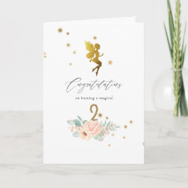 Rosa und goldene Fairy-Girl 2. Geburtstag Karte