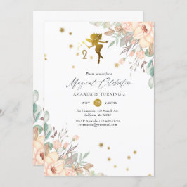 Rosa und goldene Fairy-Girl 2. Geburtstags-Party Einladung