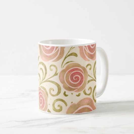 Rosa und goldene Fairy Tale Storybook Princess Ros Kaffeetasse (VorderseiteRechts)