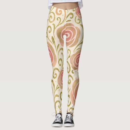 Rosa und goldene Fairy Tale Storybook Princess Ros Leggings (Vorderseite)