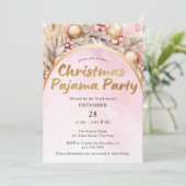 Rosa und goldene Farbe Weihnachten Pajama Party Einladung (Stehend Vorderseite)
