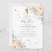 Rosa und goldene Fee - Girl Baby Dusche Einladung (Vorderseite)