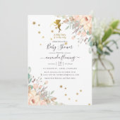 Rosa und goldene Fee - Girl Baby Dusche Einladung (Stehend Vorderseite)